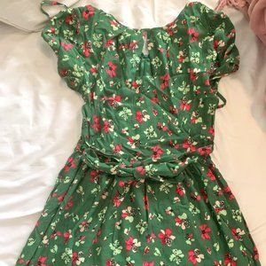Green Topshop dress with floral design Size 12